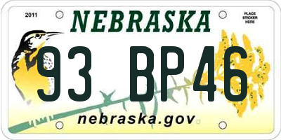 NE license plate 93BP46