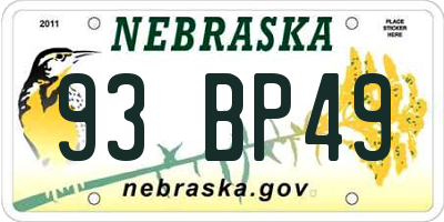 NE license plate 93BP49