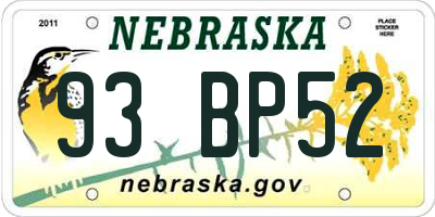 NE license plate 93BP52