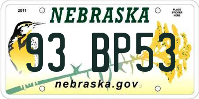 NE license plate 93BP53
