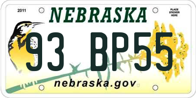 NE license plate 93BP55