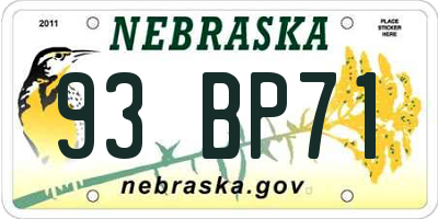 NE license plate 93BP71
