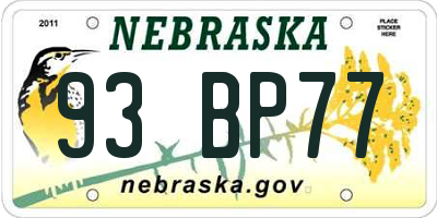 NE license plate 93BP77