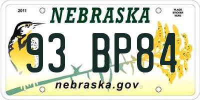 NE license plate 93BP84