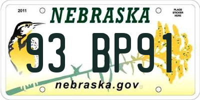 NE license plate 93BP91