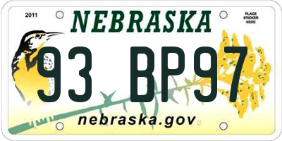 NE license plate 93BP97