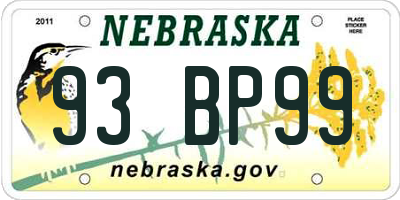 NE license plate 93BP99