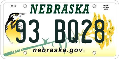 NE license plate 93BQ28