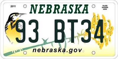 NE license plate 93BT34