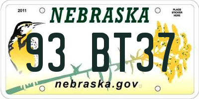 NE license plate 93BT37