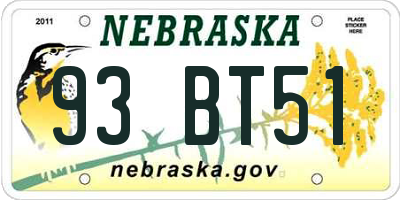 NE license plate 93BT51