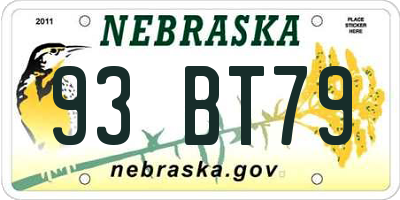 NE license plate 93BT79