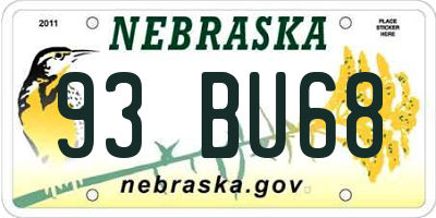 NE license plate 93BU68