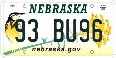 NE license plate 93BU96