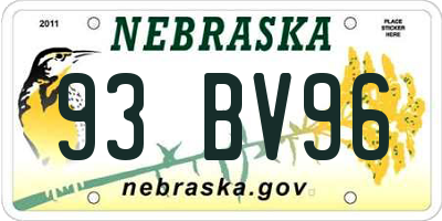 NE license plate 93BV96