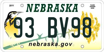 NE license plate 93BV98