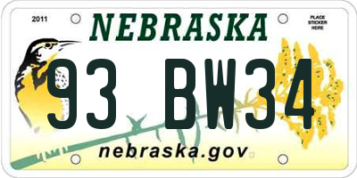NE license plate 93BW34
