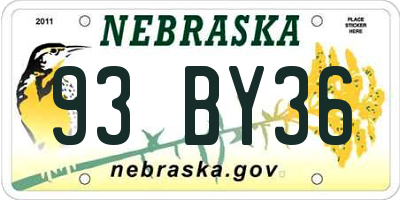 NE license plate 93BY36