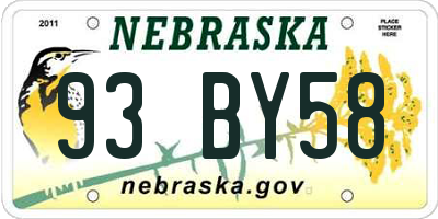 NE license plate 93BY58