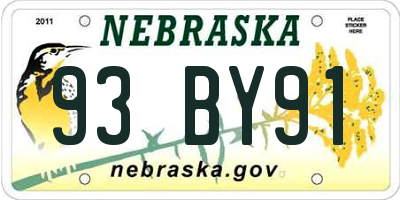 NE license plate 93BY91