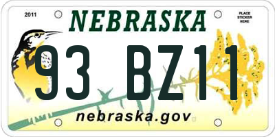NE license plate 93BZ11