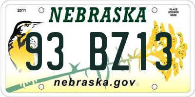 NE license plate 93BZ13