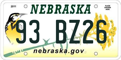 NE license plate 93BZ26