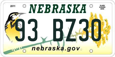 NE license plate 93BZ30
