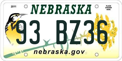 NE license plate 93BZ36