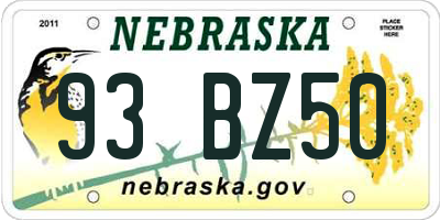 NE license plate 93BZ50