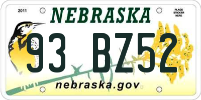 NE license plate 93BZ52