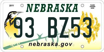 NE license plate 93BZ53