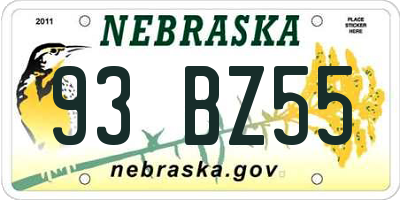 NE license plate 93BZ55