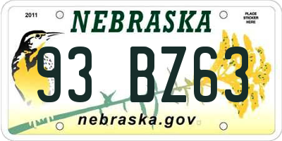 NE license plate 93BZ63