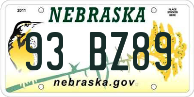 NE license plate 93BZ89