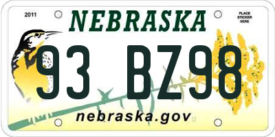 NE license plate 93BZ98