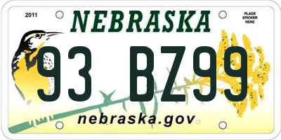 NE license plate 93BZ99
