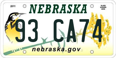 NE license plate 93CA74