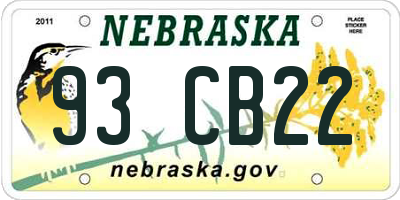 NE license plate 93CB22