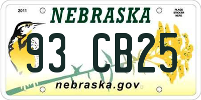 NE license plate 93CB25