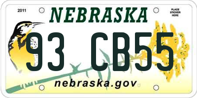 NE license plate 93CB55