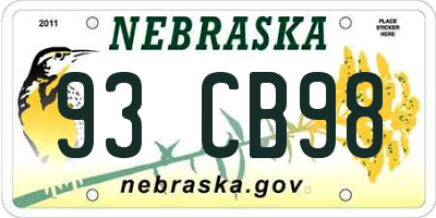 NE license plate 93CB98