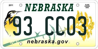 NE license plate 93CC03