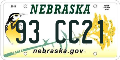 NE license plate 93CC21