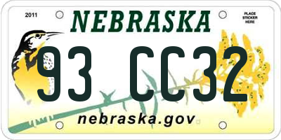 NE license plate 93CC32