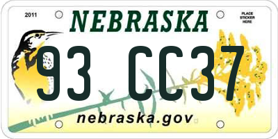 NE license plate 93CC37