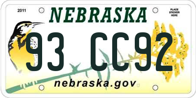 NE license plate 93CC92