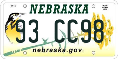 NE license plate 93CC98