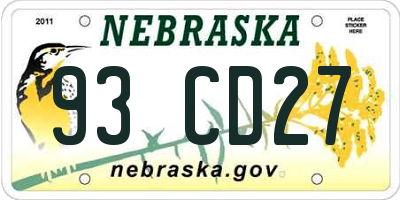 NE license plate 93CD27