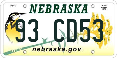 NE license plate 93CD53